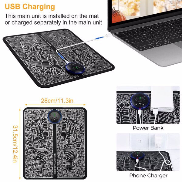 Electric EMS Foot Massager Pad Muscle Stimulator Foldable Cushion 8 Modes 19 Levels Improve Blood Circulation Relief Pain