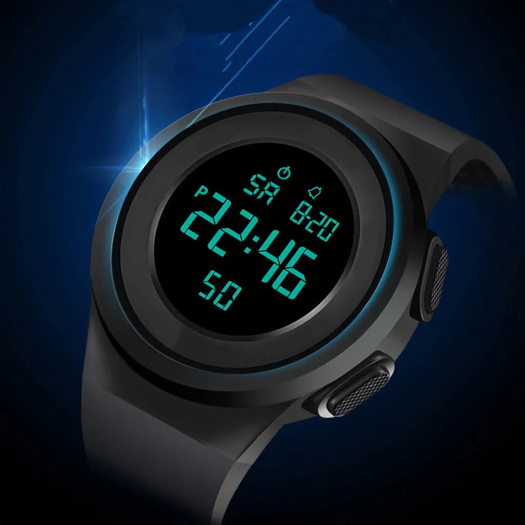 Outdoor LED sports watch with clear display and water resistance