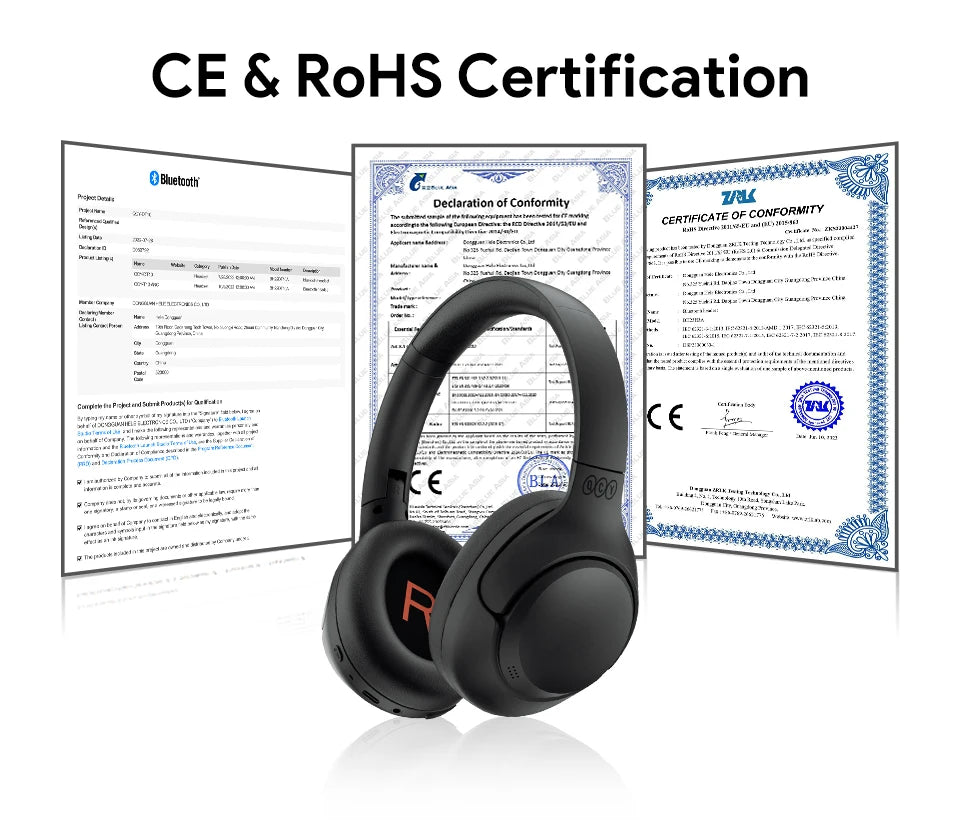 QCY H3 ANC Wireless Headphones Bluetooth 5.4 Hi-Res Audio Over Ear Headset 43dB Hybrid Active Noise Cancellation