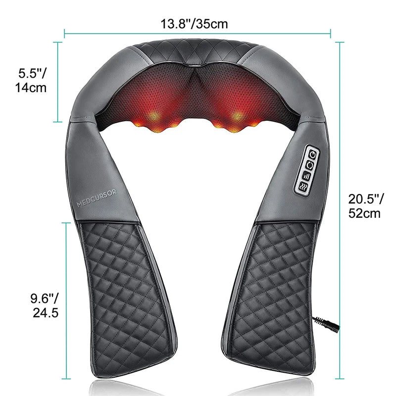 Medcursor Shiatsu Neck & Shoulder Massager with Heat — Deep Kneading Back & Neck Massager
