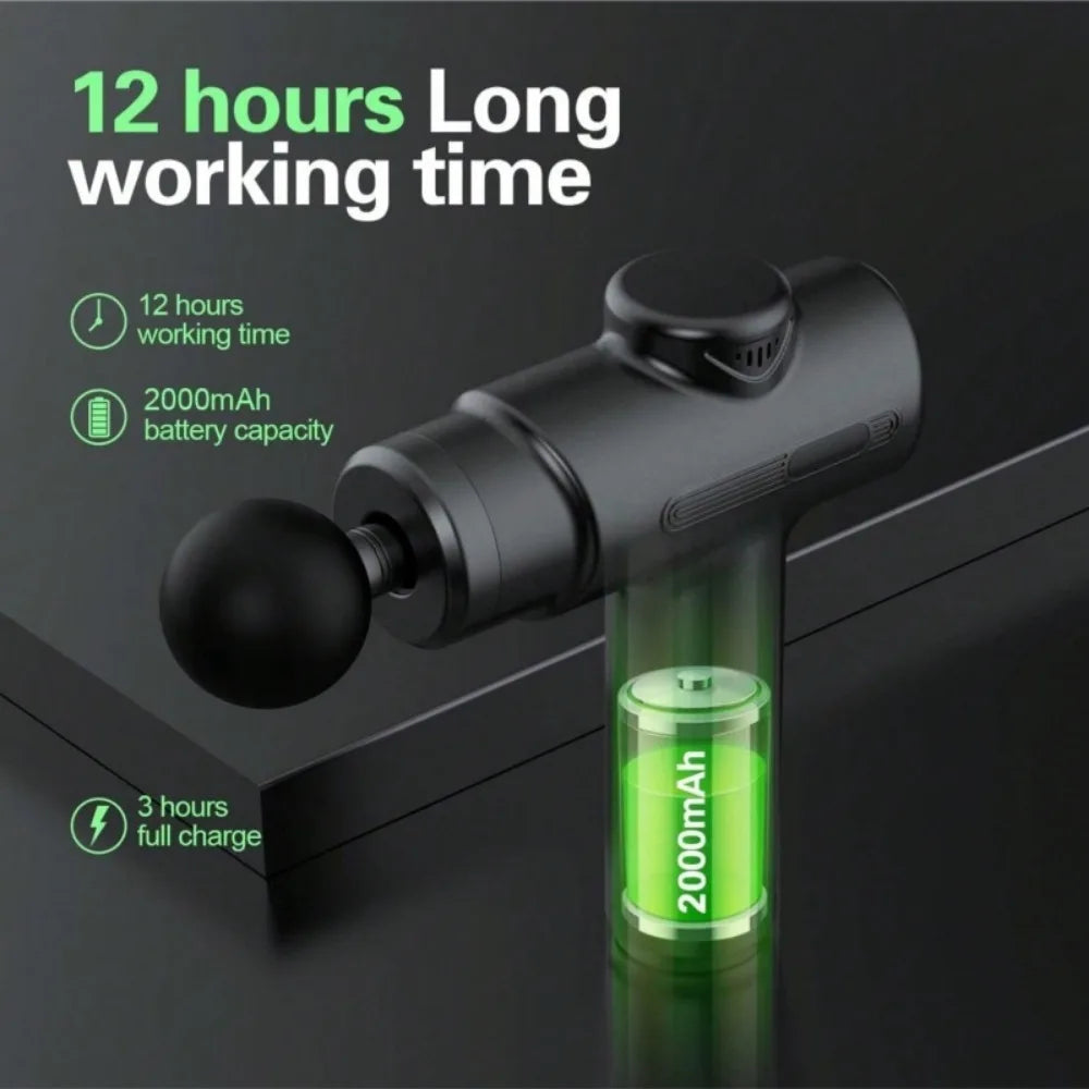 MW Massage Gun Deep Tissue Percussion Massager with 8 Heads