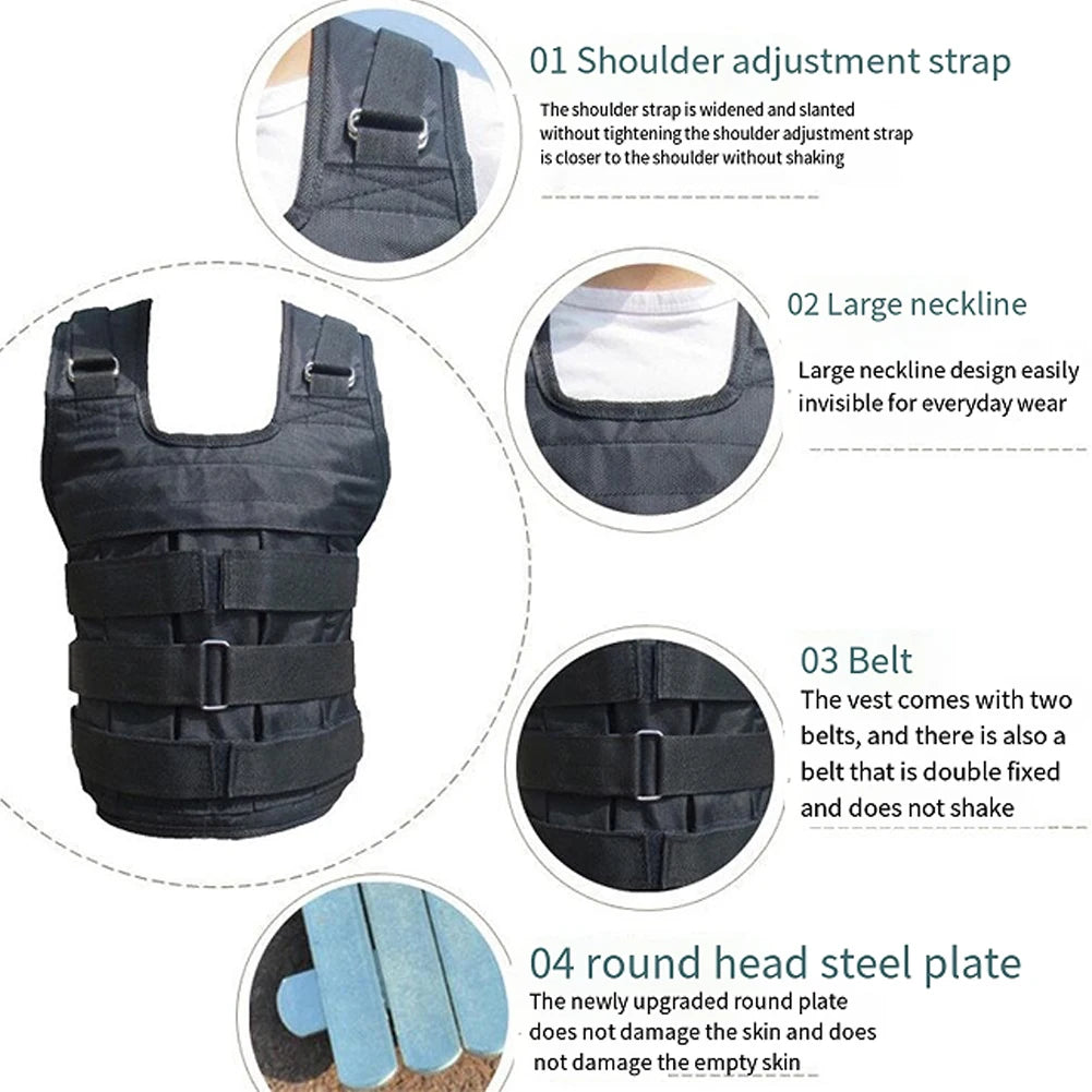 Weighted Training Vest – Adjustable Fitness Weight Jacket