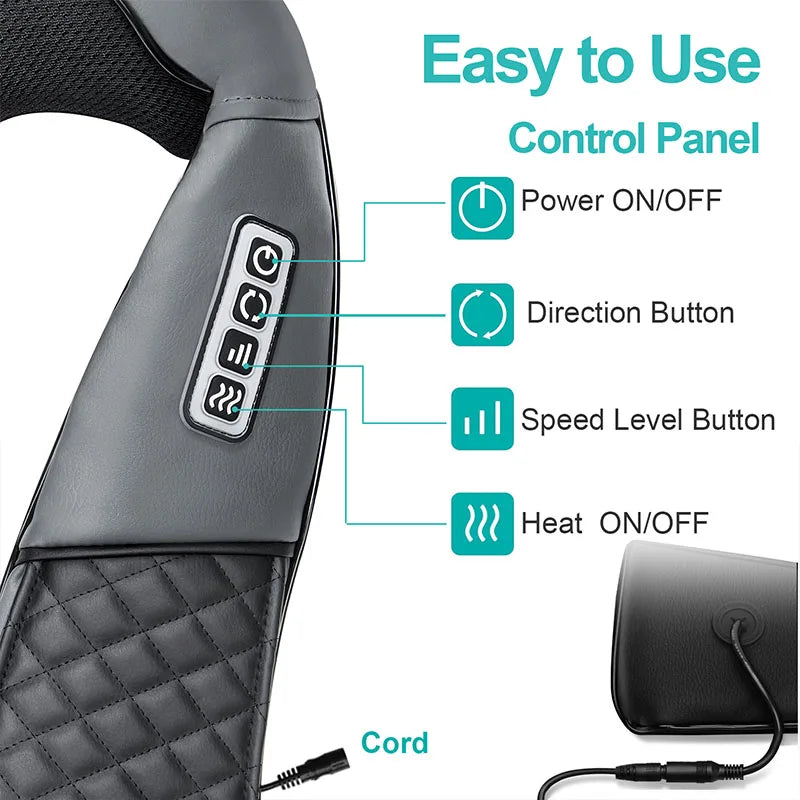 Medcursor Shiatsu Neck & Shoulder Massager with Heat — Deep Kneading Back & Neck Massager