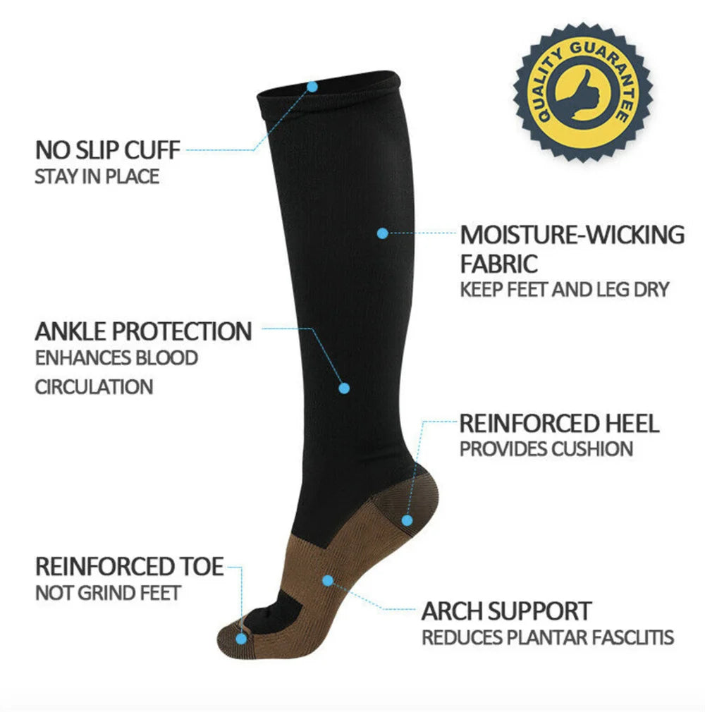 Copper Compression Socks for Men & Women – 6 Pc