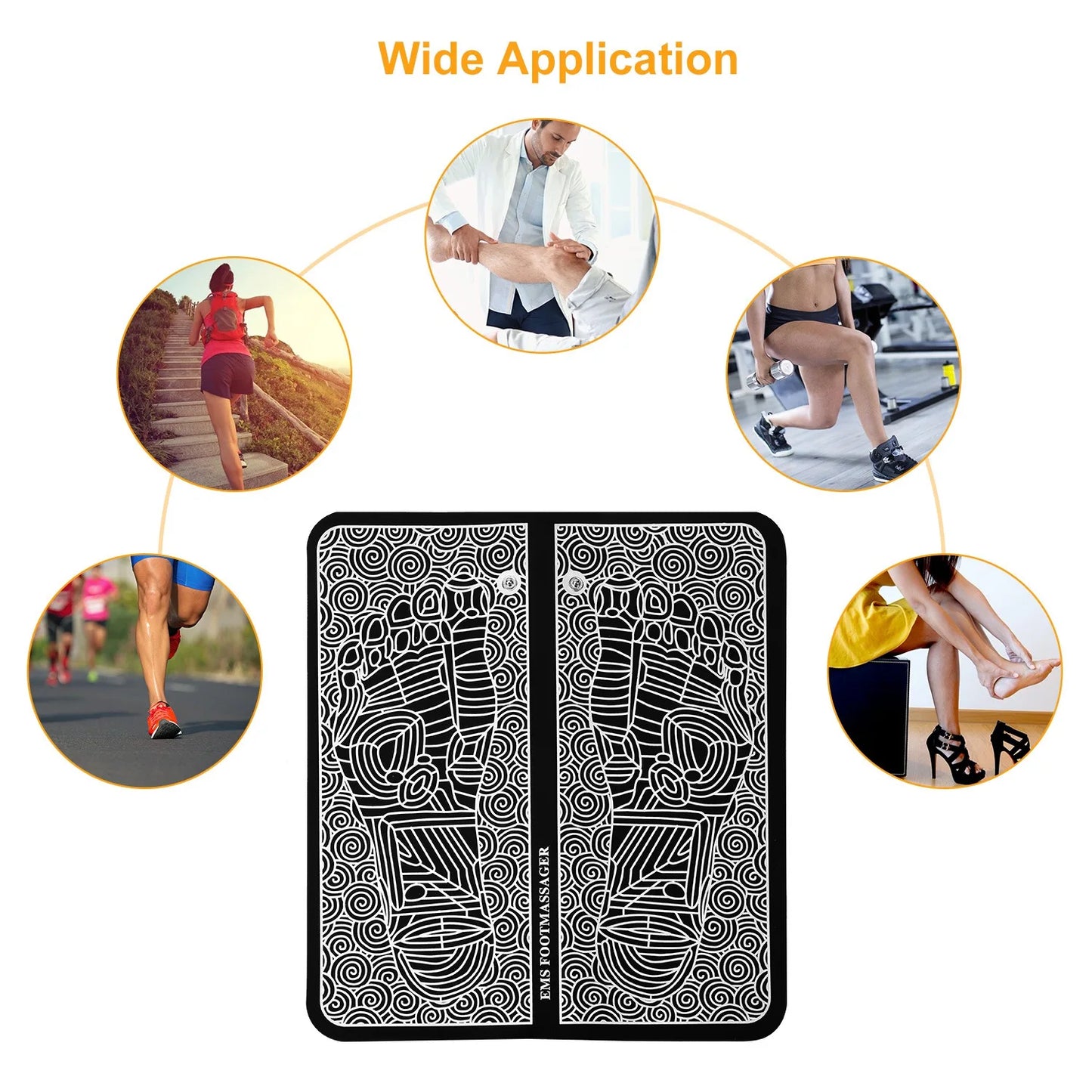 Electric EMS Foot Massager Pad Muscle Stimulator Foldable Cushion 8 Modes 19 Levels Improve Blood Circulation Relief Pain