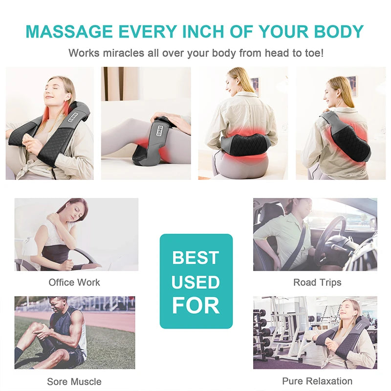 Medcursor Shiatsu Neck & Shoulder Massager with Heat — Deep Kneading Back & Neck Massager