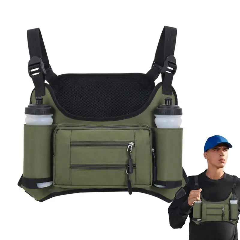 Men's Running Chest Pack with Pockets & Bottle Holders