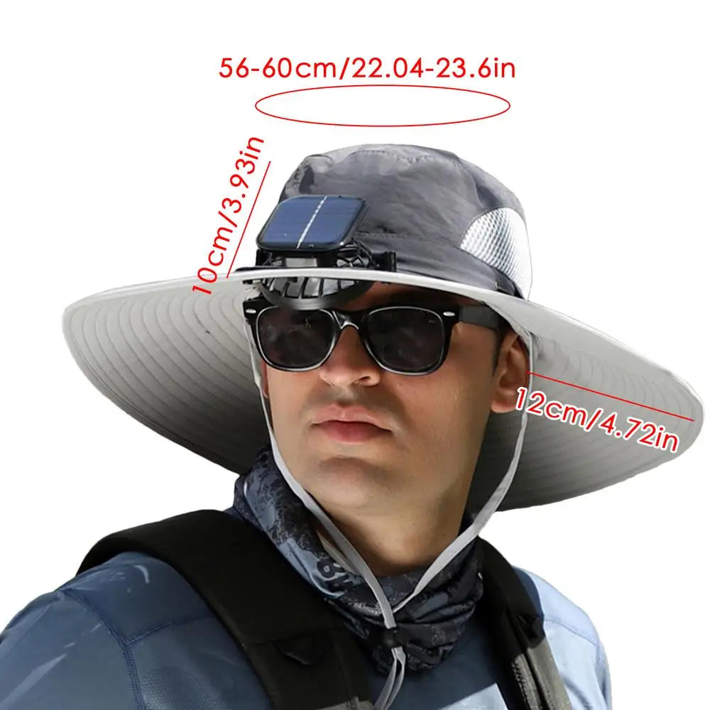 Outdoor Sun Hat with Solar Fan & USB Charging | Adjustable Wide Brim Hat