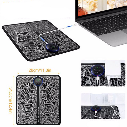 Electric EMS Foot Massager Pad Muscle Stimulator Foldable Cushion 8 Modes 19 Levels Improve Blood Circulation Relief Pain