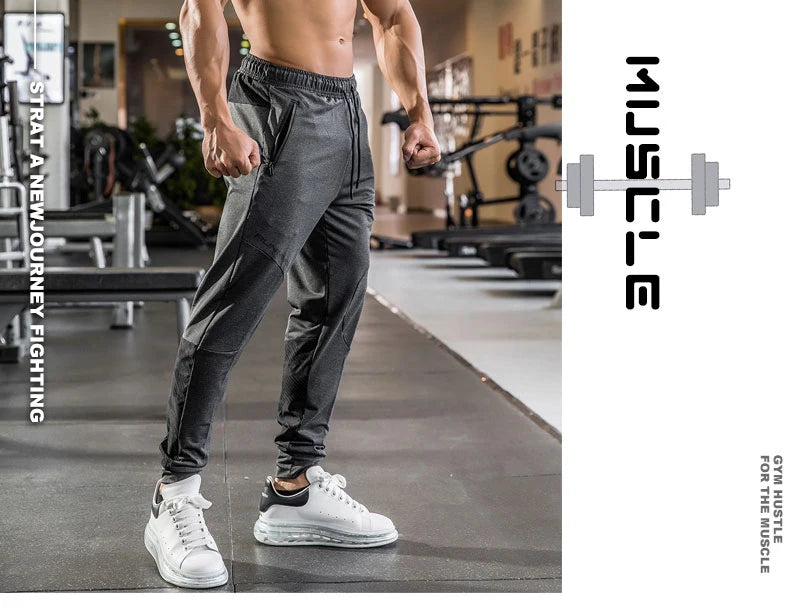 High Quality Camouflage Sweatpants Men Gym Fitness Sports Trousers Running Trackpants Elastic Dry Fit Zipper Pockets Long Pants