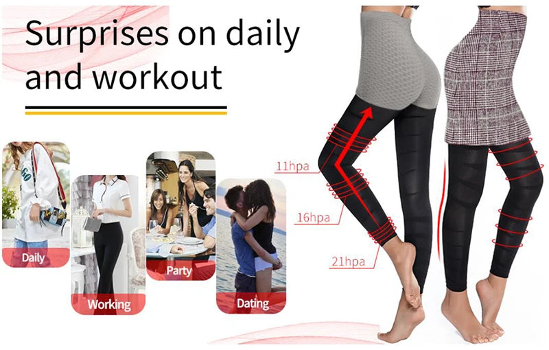 Breathable and comfortable slimming leggings with 3D shaping technology.