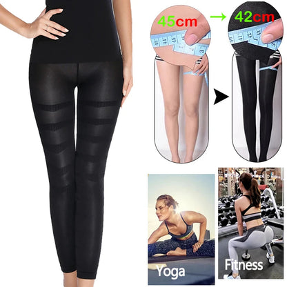 Compression tights for a sleek, slim look with seamless body shaping.