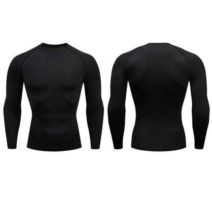 Men Compression Running T-shirt Fitness Long Sleeve Sport Shirts Training Gym Sportswear