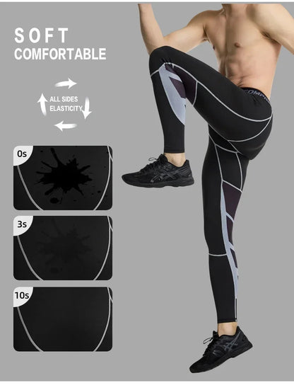 Men's Compression Fitness Tights - Elastic Sports Leggings, Quick-Dry Sweatpants, Athletic Training Trousers