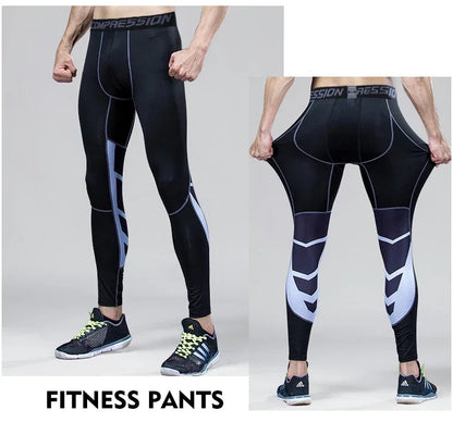 Men's Compression Fitness Tights - Elastic Sports Leggings, Quick-Dry Sweatpants, Athletic Training Trousers