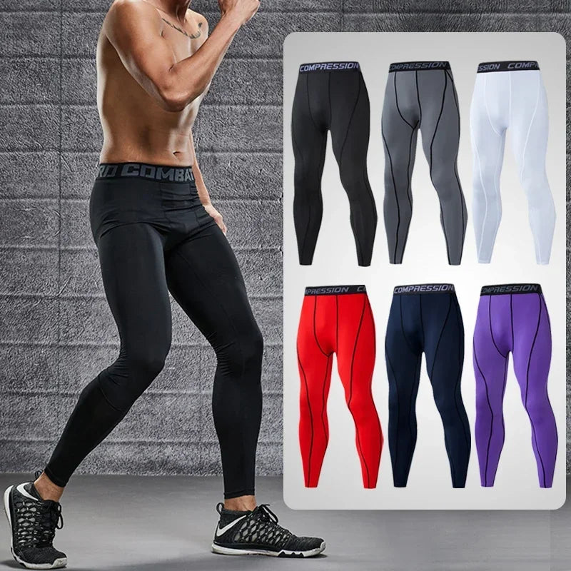 Men's Compression Fitness Tights - Elastic Sports Leggings, Quick-Dry Sweatpants, Athletic Training Trousers