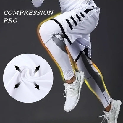 Men's Compression Fitness Tights - Elastic Sports Leggings, Quick-Dry Sweatpants, Athletic Training Trousers