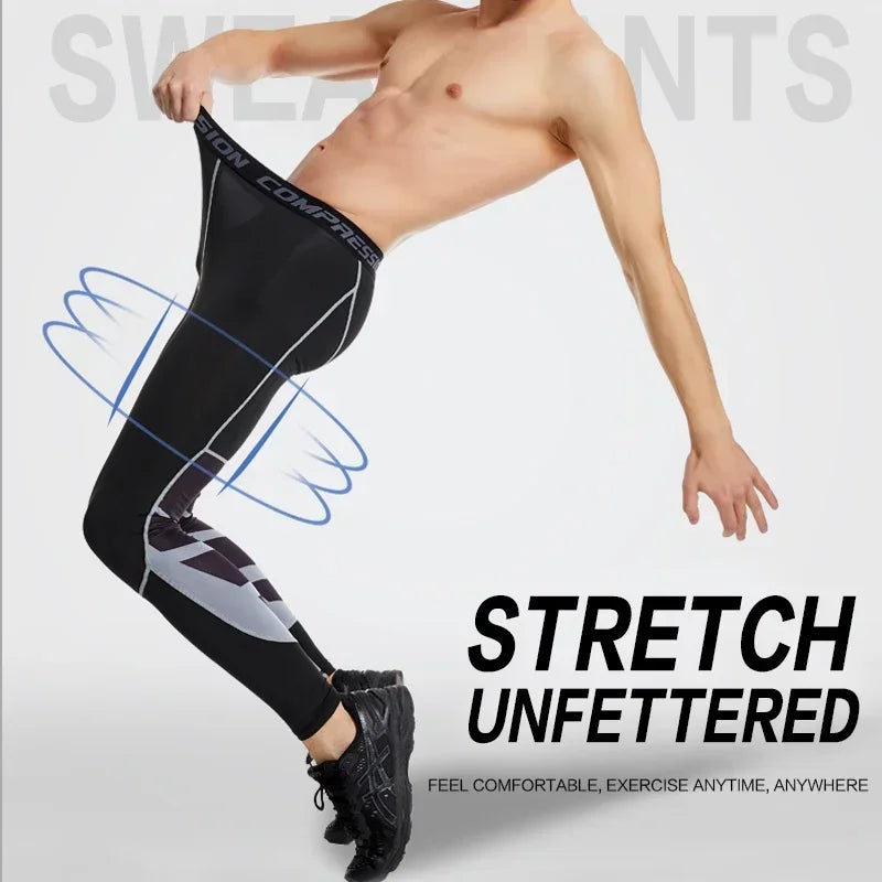 Men's Compression Fitness Tights - Elastic Sports Leggings, Quick-Dry Sweatpants, Athletic Training Trousers