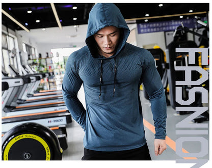 Mens Fitness Tracksuit Running Sport Hoodie Gym Outdoor Workout Muscle Training Sweatshirt