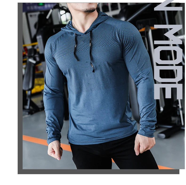 Mens Fitness Tracksuit Running Sport Hoodie Gym Outdoor Workout Muscle Training Sweatshirt