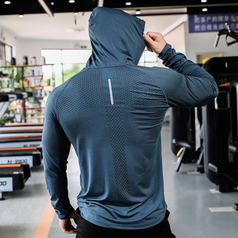 Mens Fitness Tracksuit Running Sport Hoodie Gym Outdoor Workout Muscle Training Sweatshirt