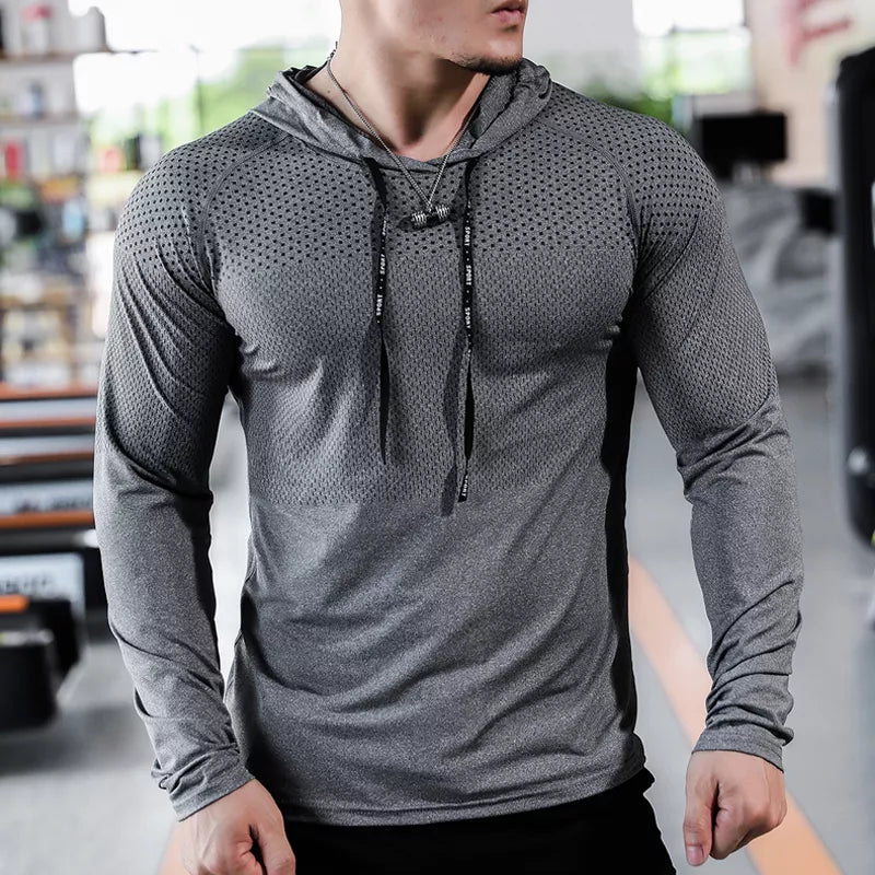 Mens Fitness Tracksuit Running Sport Hoodie Gym Outdoor Workout Muscle Training Sweatshirt