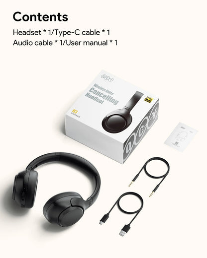 QCY H3 ANC Wireless Headphones Bluetooth 5.4 Hi-Res Audio Over Ear Headset 43dB Hybrid Active Noise Cancellation