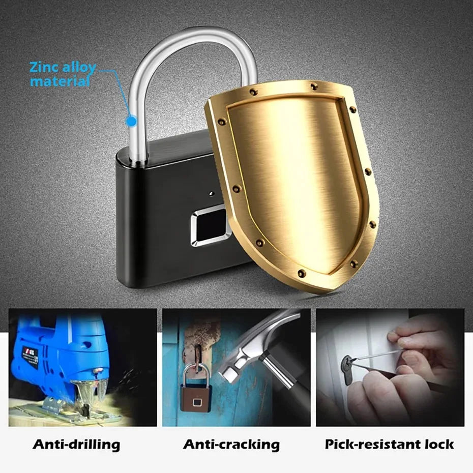 Keyless USB Charging Fingerprint Lock Smart Padlock Waterproof Door Lock 0.2sec Unlock