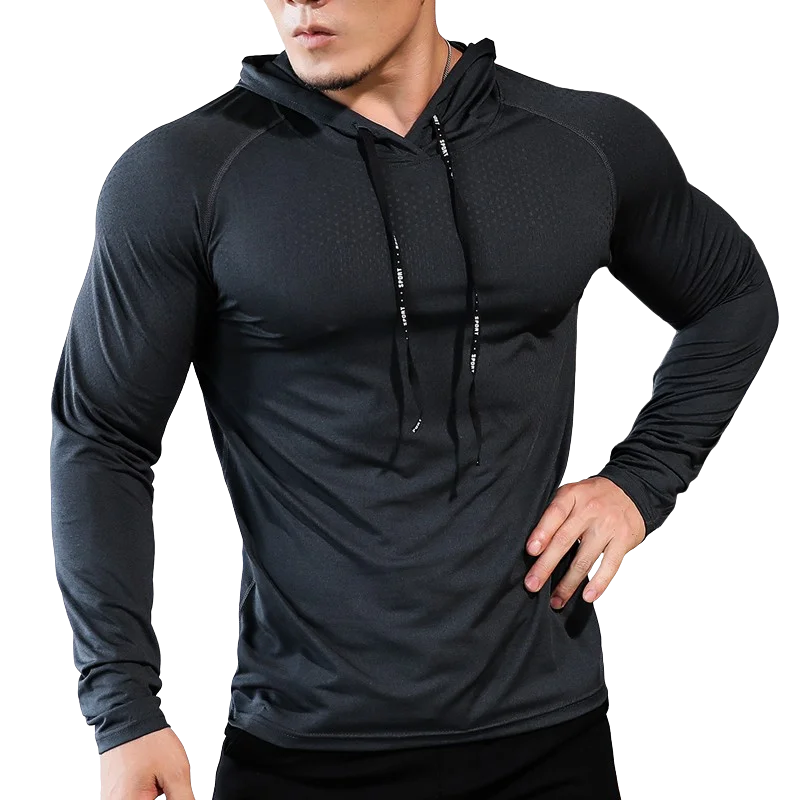 Mens Fitness Tracksuit Running Sport Hoodie Gym Hooded Outdoor Workout Muscle Training Sweatshirt Tops