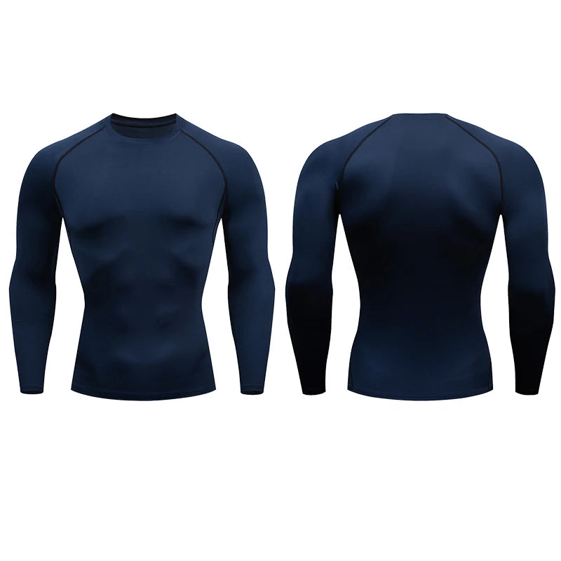 Men Compression Running T-shirt Fitness Long Sleeve Sport Shirts Training Gym Sportswear