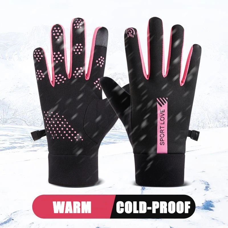 Wind-resistant women's running gloves designed for cold weather.