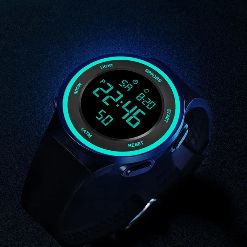 MoonBiffy Waterproof Led Watch for Men Outdoor Sports Men Digital Led Quartz Alarm Men Wrist Watch Fashion Electronic Watch