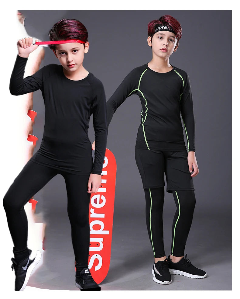 Kids Fitness Tracksuits Youth Warm Pants Tops Underwear Tight Sports Clothes for Boys Compression Running Basketball Sportswear