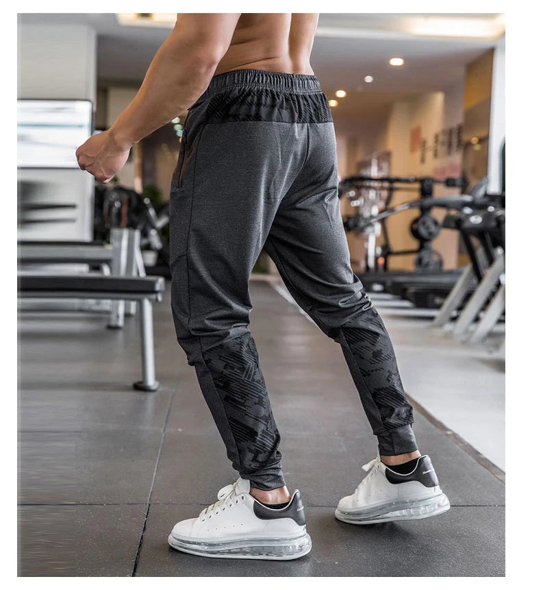 High Quality Camouflage Sweatpants Men Gym Fitness Sports Trousers Running Trackpants Elastic Dry Fit Zipper Pockets Long Pants