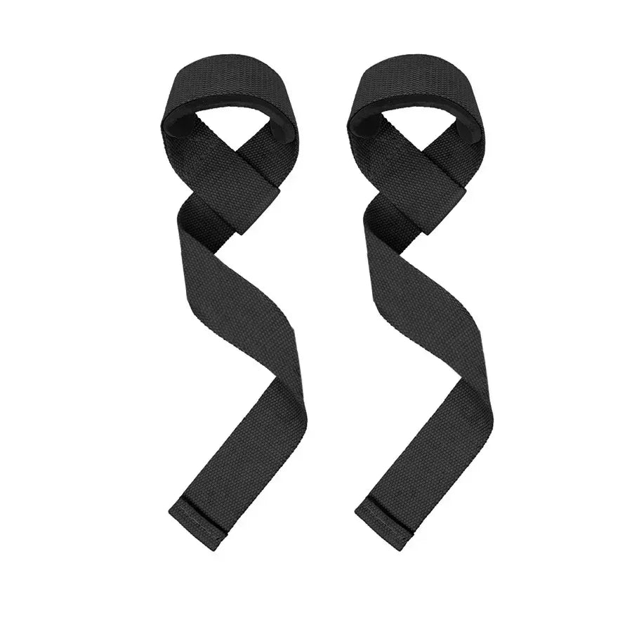 Black weightlifting wrist straps for deadlifts and gym training