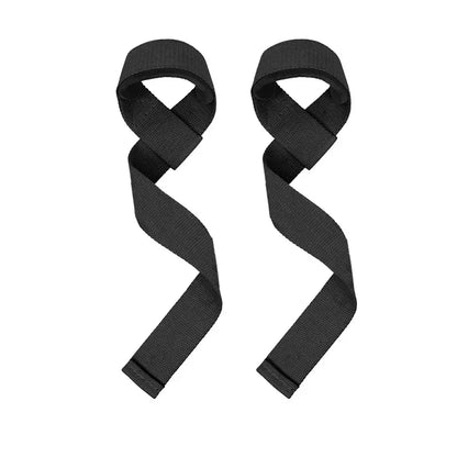 Black weightlifting wrist straps for deadlifts and gym training