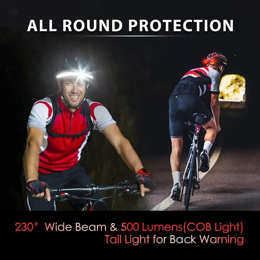 Trail running light with three brightness modes and red caution light