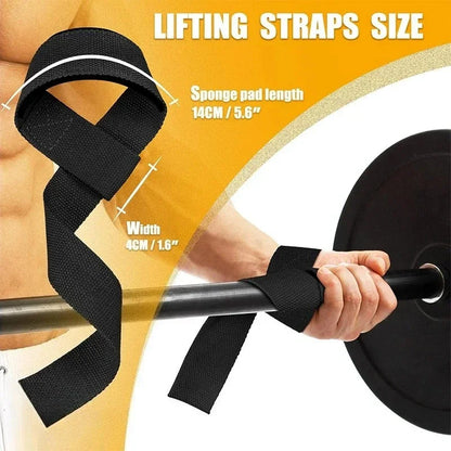 Person wearing lifting straps wrapped around a weightlifting bar