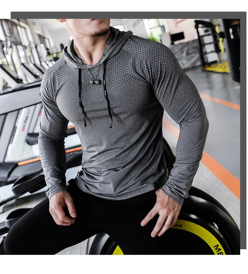 Mens Fitness Tracksuit Running Sport Hoodie Gym Outdoor Workout Muscle Training Sweatshirt