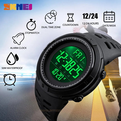 SKMEI Fashion Outdoor Sport Watch Men Multifunction Watches 5Bar Waterproof Digital Watch