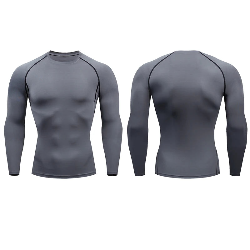 Men Compression Running T-shirt Fitness Long Sleeve Sport Shirts Training Gym Sportswear