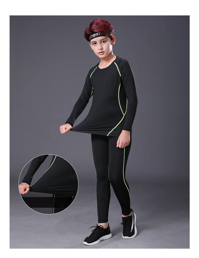 Kids Fitness Tracksuits Youth Warm Pants Tops Underwear Tight Sports Clothes for Boys Compression Running Basketball Sportswear