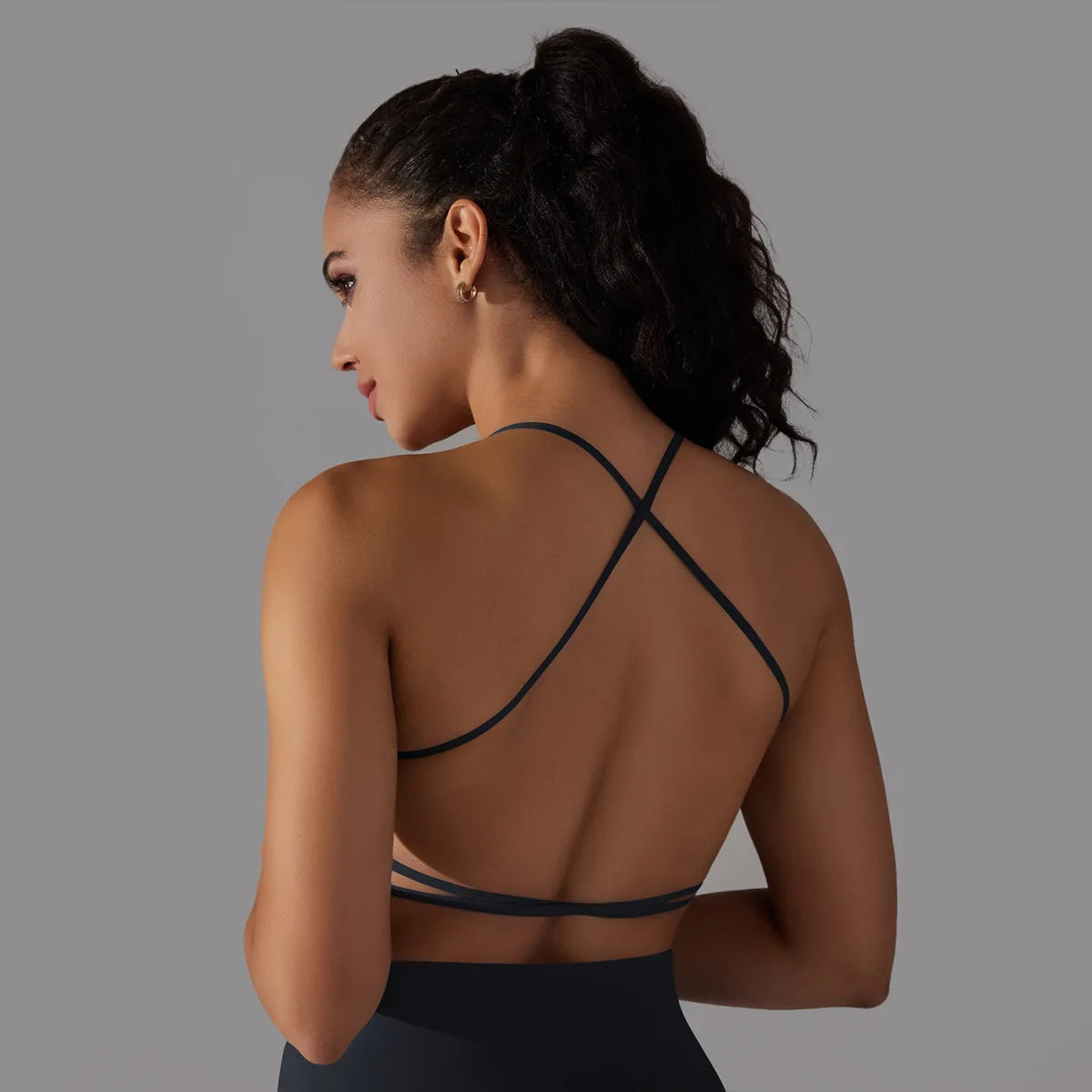 Crisscross Back Sports Bra Women Push Up Workout Athletic Yoga Brassiere Backless Gym Crop Tank Top