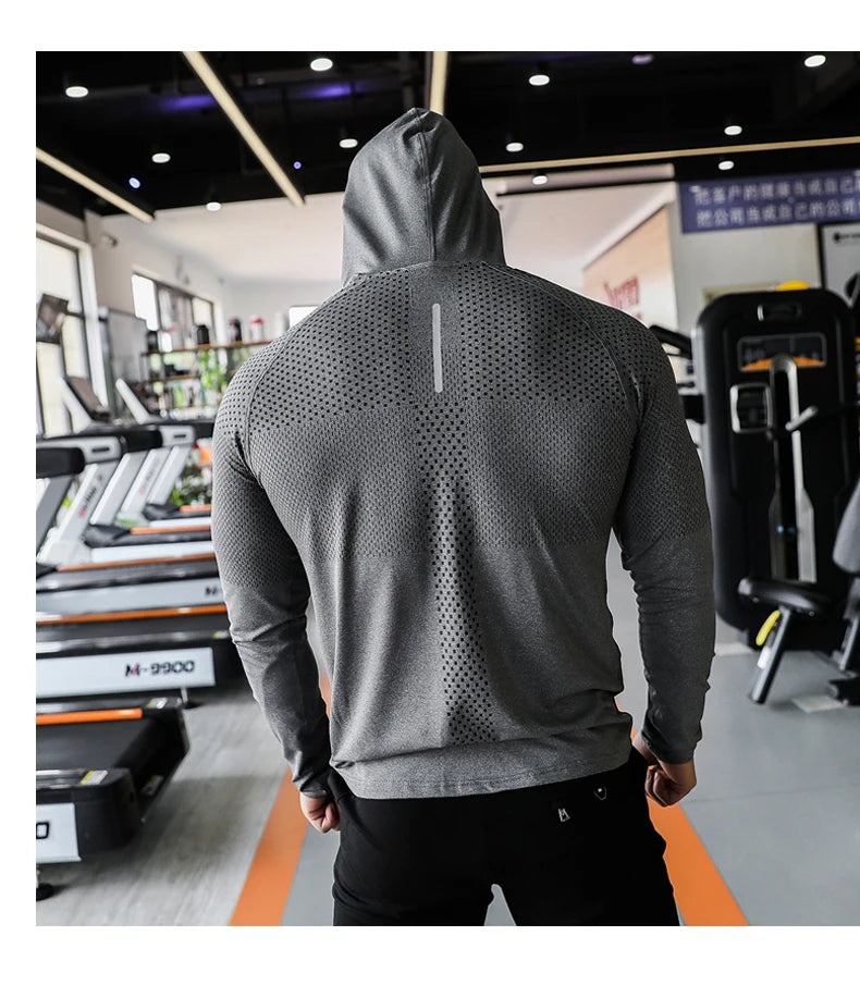 Mens Fitness Tracksuit Running Sport Hoodie Gym Outdoor Workout Muscle Training Sweatshirt