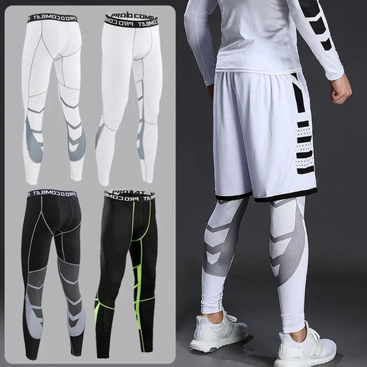 Men's Compression Pants for sports Elastic Sweatpants Solid Color