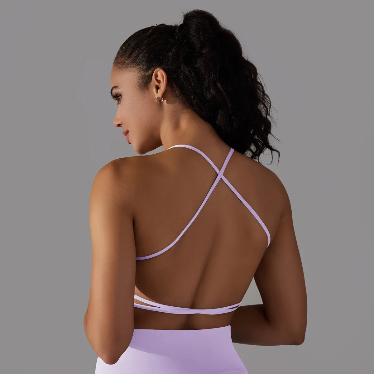 Crisscross Back Sports Bra Women Push Up Workout Athletic Yoga Brassiere Backless Gym Crop Tank Top