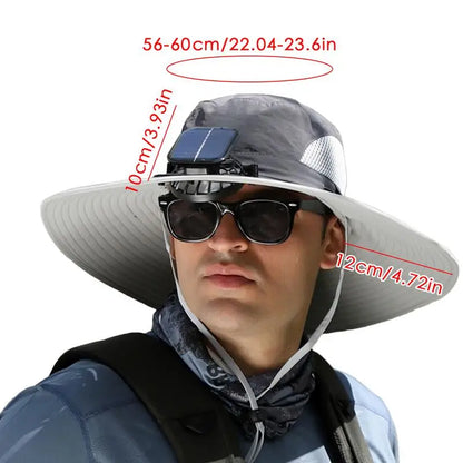 Outdoor Sun Hat with Solar Fan & USB Charging | Adjustable Wide Brim Hat