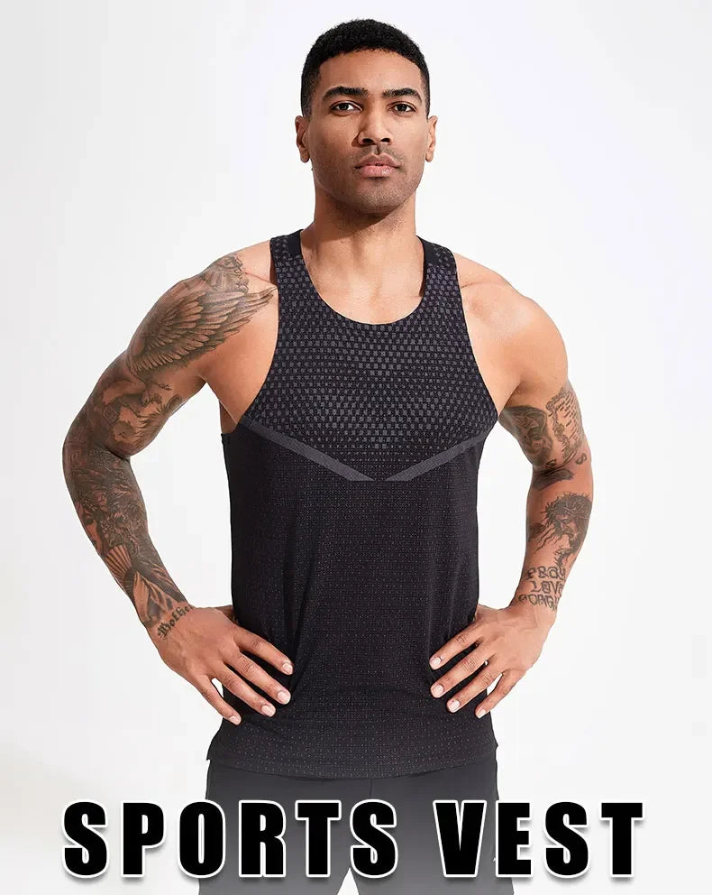 Men's Running Vest Outdoor Training Sportswear Sleeveless T-shirt Gym