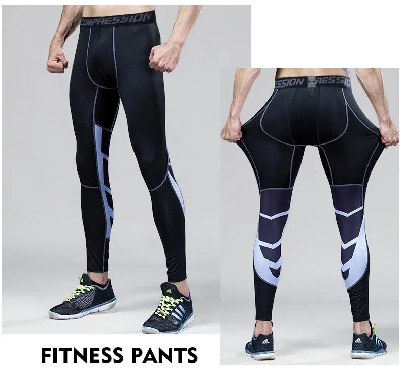 Men's Compression Pants for sports Elastic Sweatpants Solid Color