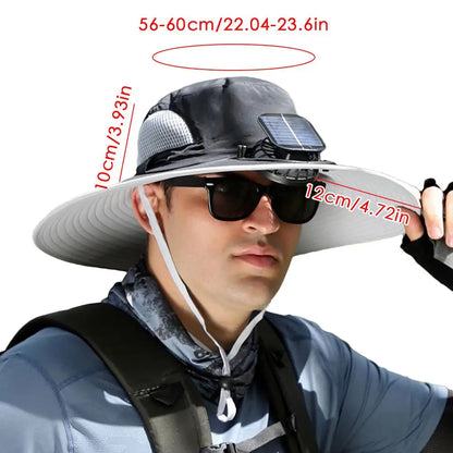 Outdoor Sun Hat with Solar Fan & USB Charging | Adjustable Wide Brim Hat